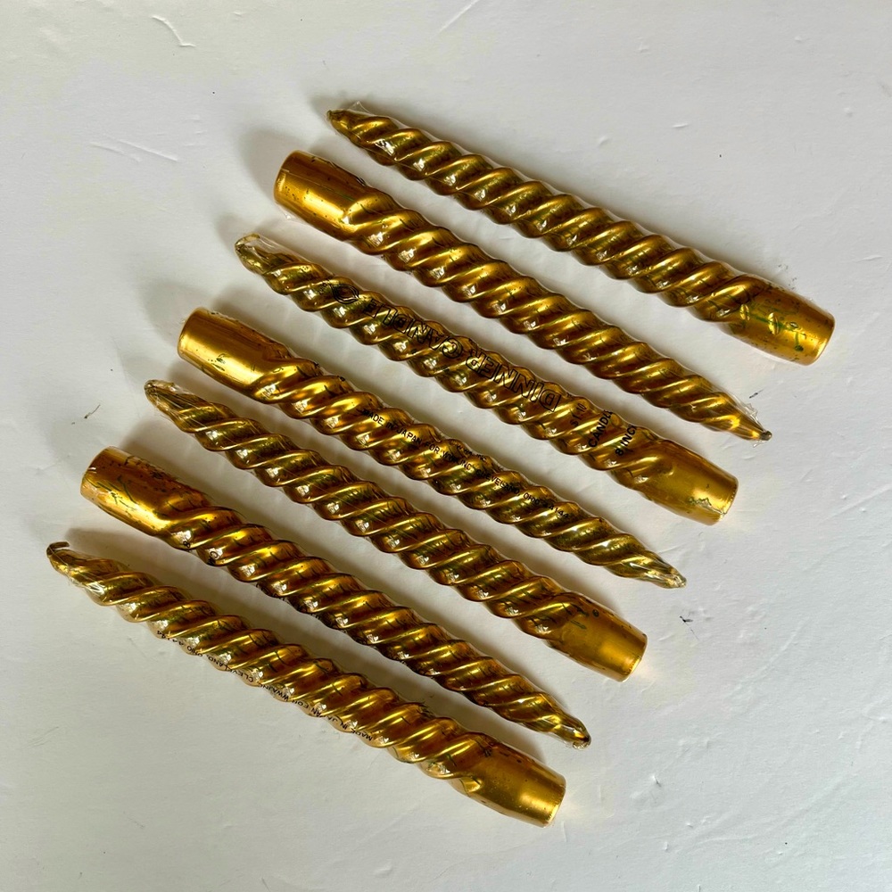 VTG Twist Candles 8" Taper Spiral Gold Christmas Vintage Candlesticks Lot 7